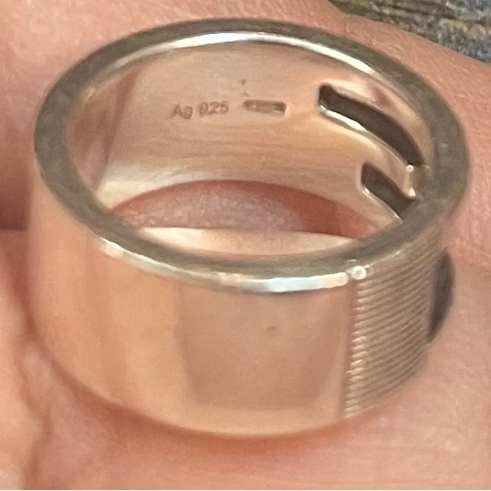 Gucci 92.5 Silver Ring Size 7 US 4 - Picture 5 of 10